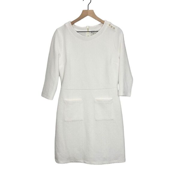 Versona Dresses & Skirts - Versona White Dress Quilted Gold Zipper Size 8 New